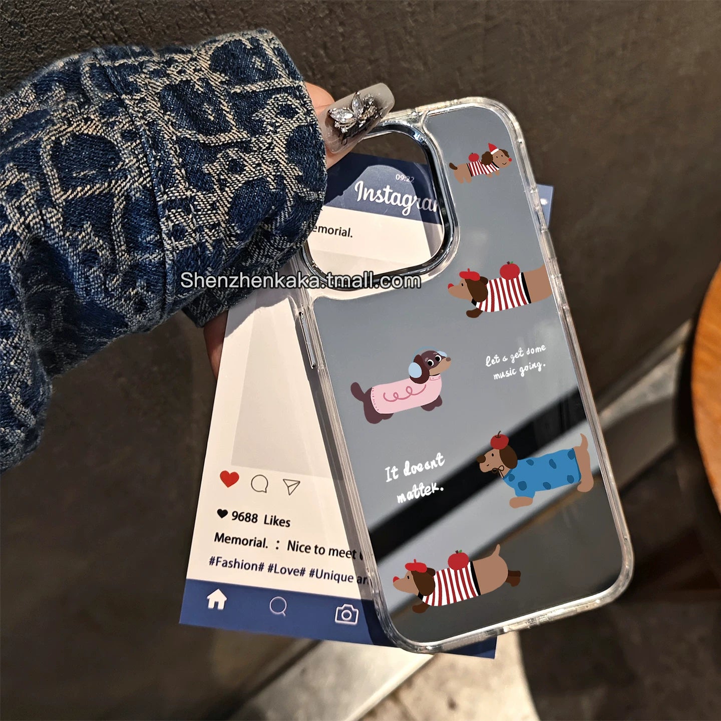 ins dachshund puppy apple 16 15plus apple 14 üçün uyğun Promax mobil telefon qutusu güzgüsü iPhone17 makiyaj güzgüsü xr/xs Huawei Pura70 yüksək səviyyəli p50 sadə Mate30