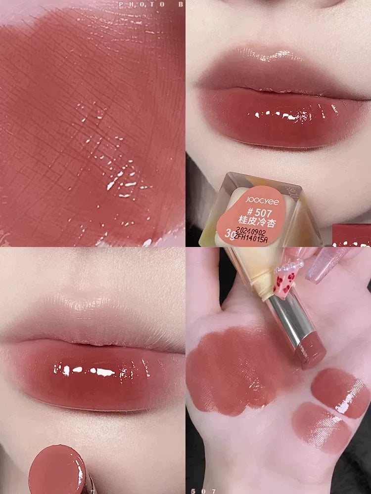 joocyee Fermentləşdirilmiş Kristal Jelly Dodaq Boyası 531 Pink Power Jiaose Christmas Apple Məhdud Buraxılış Payız/Qış Dodaq Parıldadıcısı 530