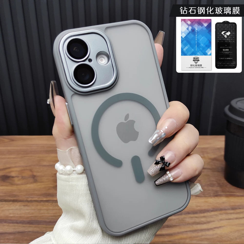 Apple 17ProMax mobil telefon qutusu üçün uyğundur iPhone16 lens filmi 14Plus dəri hiss edən tutqun 13 Maqnit doldurma 12 Yeni stil 15 Hər şey daxil qoruyucu örtük 11 Qaranlıq Gecə Bənövşəyi B68