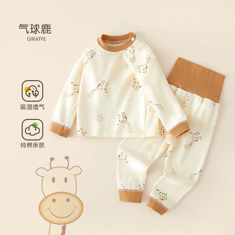 Körpə termal alt paltarı dəsti, təmiz pambıq, alt paltarı, qarın qoruyucusu, payız geyimləri, oğlan və qızlar üçün uzunqol pijamalar, uşaq ev geyimləri