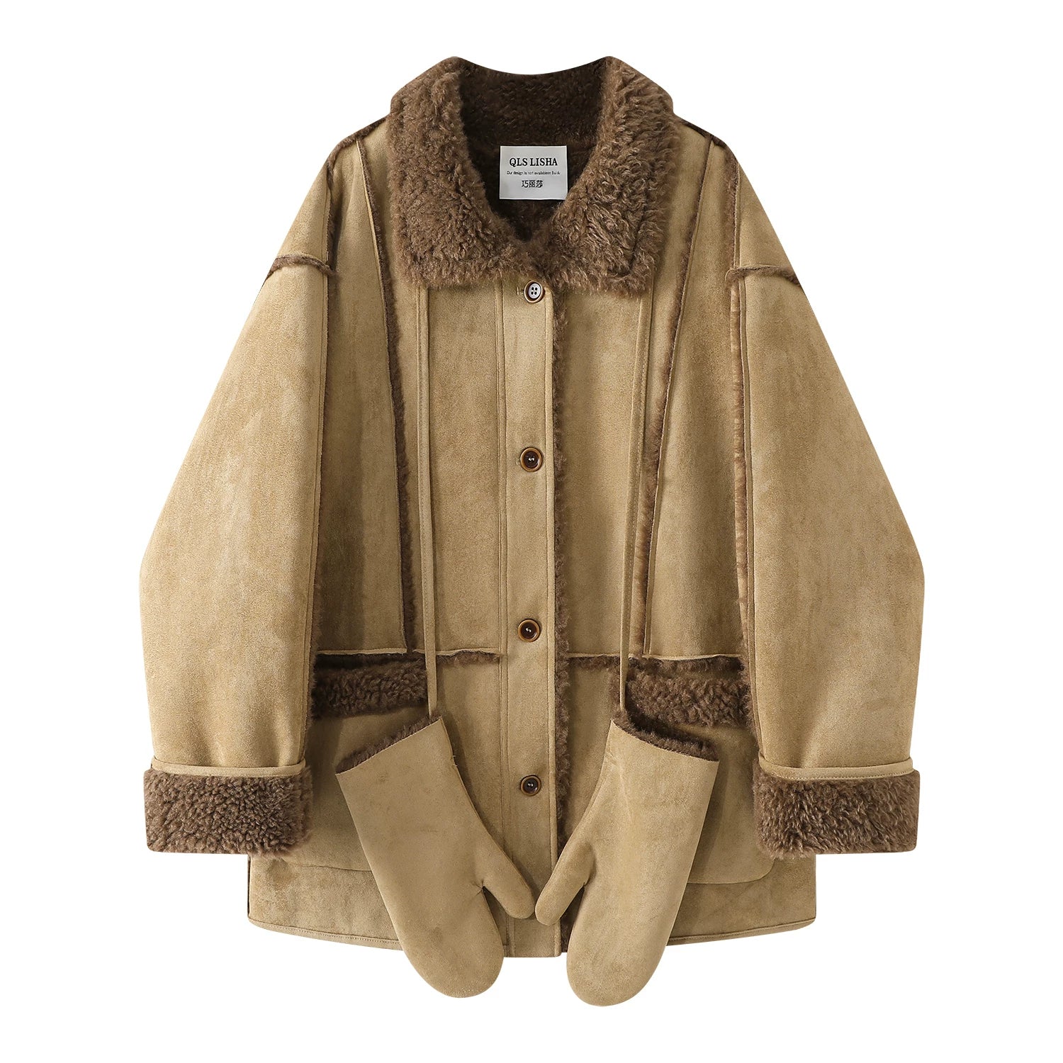 Cholisa quzu dərisindən zamşa qadın motosiklet gödəkçəsi, payız və qış üçün unikal və super şık qalın palto.