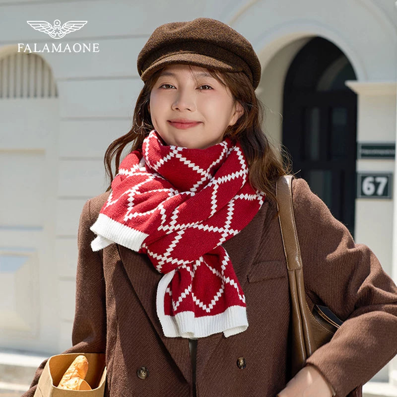 Qadınlar üçün Fala Armani Qırmızı Dama Şərfi, Payız/Qış 2025 Yeni Stil, Yüksək Səviyyəli Çoxfunksiyalı Şal/Boyun Şərfi, Sevgili Üçün Hədiyyə