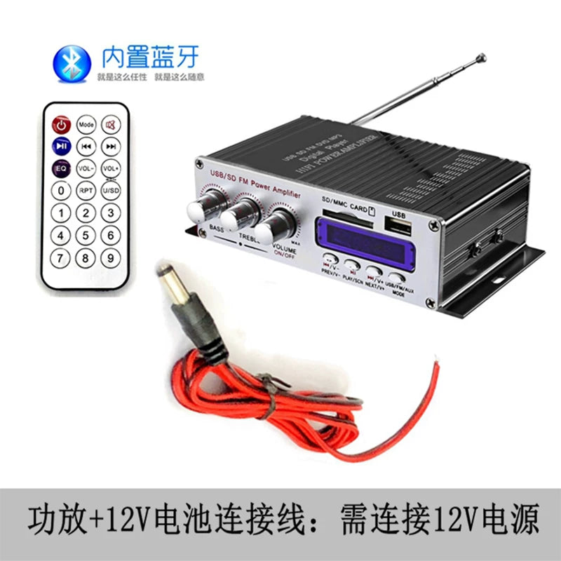 5.0 Bluetooth 12V ev güc gücləndiricisi stereo 2*50W iki kanallı dinamik güc gücləndirici modulu U disk SD kart