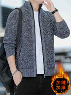 2025 Payız/Qış Yeni Kişi Trikotaj Gödəkçəsi, Yun astarlı, Qalın, Gündəlik, Çoxfunksiyalı, Dik Yaxalı Kardiqan Sviter