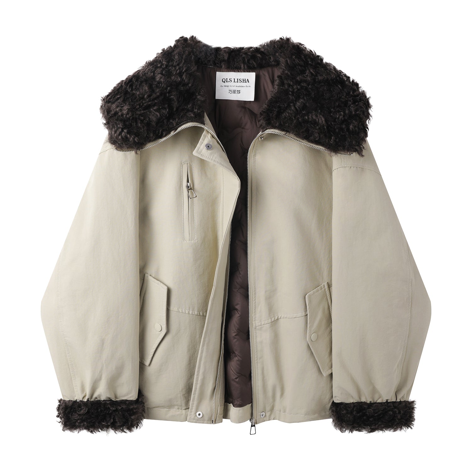 Cholisa Quzu Yunlu Yaxalıqlı Parka Palto, 2025 Yeni Qadın Qış Modeli, Bu İlin Populyar və Dəbli Aşağı Gödəkçə