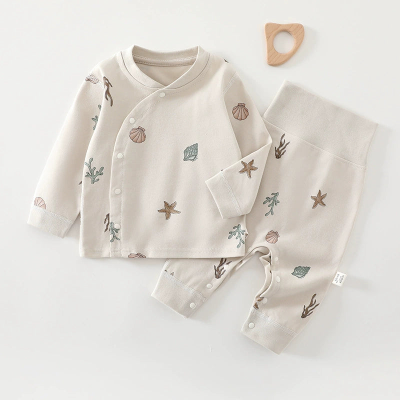 Körpə və yeniyetmələr üçün erkən payız geyimləri, oğlan və qızlar üçün A sinif təmiz pambıqdan yüksək belli pijamalar dəsti