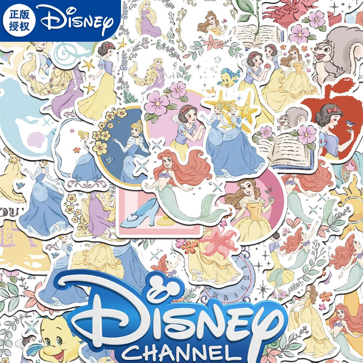 [Disney tərəfindən rəsmi olaraq icazə verilmişdir] 50 Disney Princess təzə stil kobrendli stikerlər sevimli cizgi filmi qraffiti yaradıcı dekorativ çamadan mobil telefon kompüteri suya davamlı stikerlər