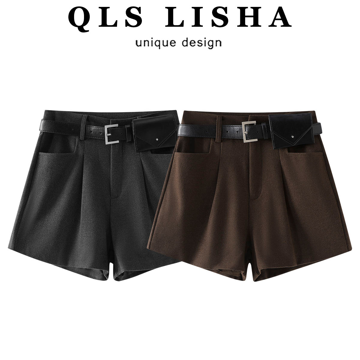 Cholisa Qadın Payız/Qış 2025 Yeni Model Yüksək Bel A-xətti Geniş Ayaqlı Qəhvəyi Maillard Qəhvəyi Gündəlik Şalvar