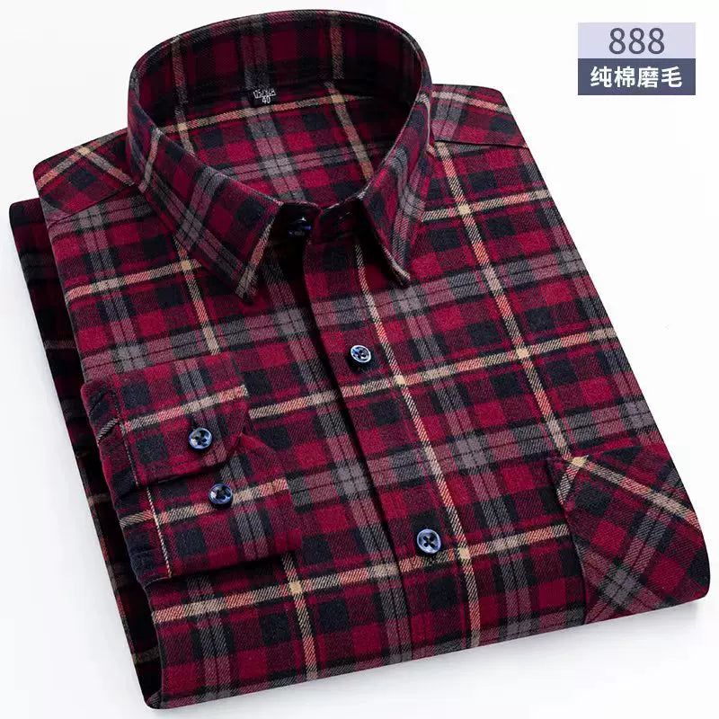 Paul 100% Pambıq Kişilər üçün Fırçalanmış Uzunqol Köynək, Gənc və Orta Yaşlı Kişilər üçün Gündəlik Pambıq Dama-dama Köynək, Böyük Ölçülü Kişi Geyimləri