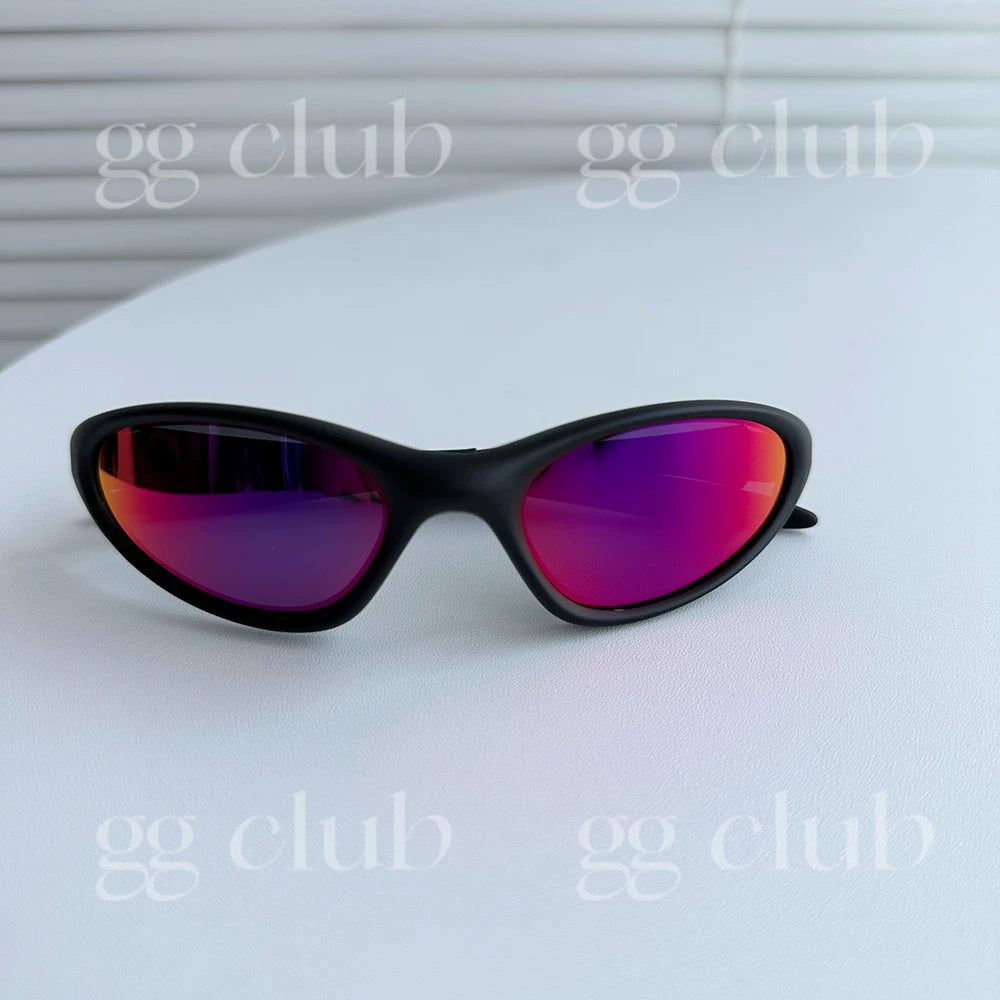 Retro ağır sənaye punk bir parça günəş eynəyi TR90 materiallı velosiped əleyhinə UV günəş eynəkləri kişilər və qadınlar üçün