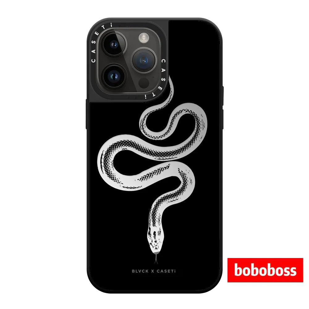 Orijinal zavod korpusu! BLVCK birgə brendli ilan mövzulu güzgülü MagSafe iPhone 17/16/15/14/13/Plus/Pro/Max üçün, qara zərbəyə davamlı güzgülü telefon korpusu.