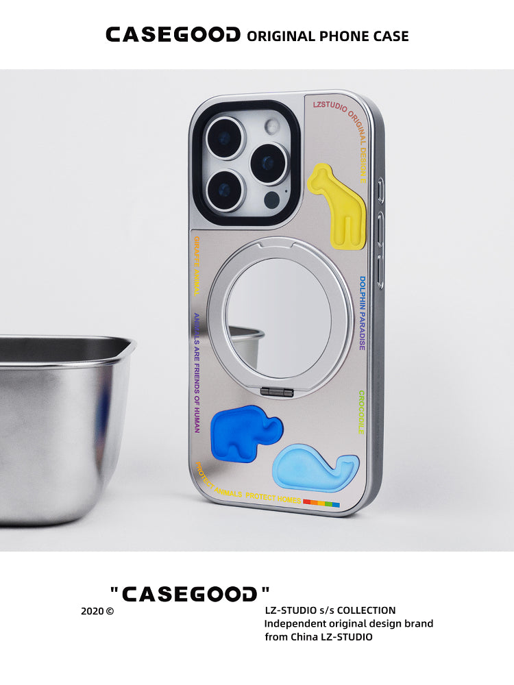 CASEGOOD orijinal niş yüksək səviyyəli gümüş güzgü maqnit dayaq nöqtəsi cib telefonu qutusu 17 yeni Apple 16promax iPhone15pro qoruyucu qutu üçün uyğundur 14 daxili fırlanan mötərizə 13