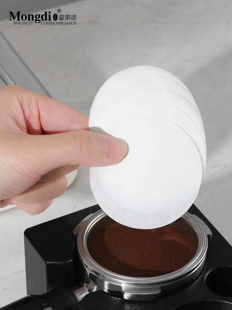 Mongdio espresso maşınının tutacağı toz qabı xüsusi filtr kağızı dəyirmi qəhvə kağızı filtri 51/58mm universal