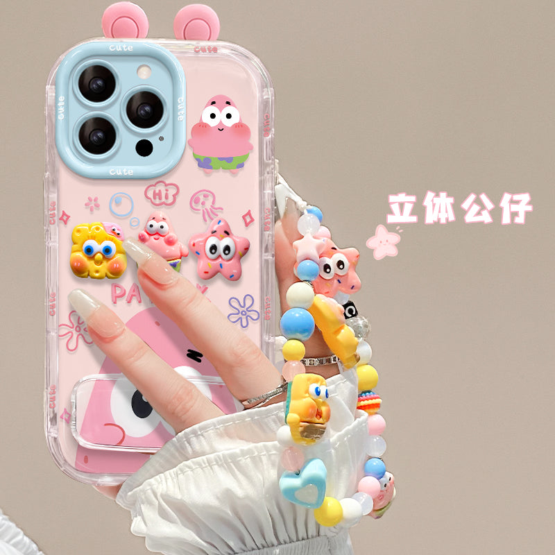 Apple 17promax mobil telefon qutusu üçün uyğundur iphone16plus yeni 13 Spongebob Huawei mate60 braketi pura80/70 şöhrət 400 Xiaomi 17 asma zəncir k80 qadın reno14