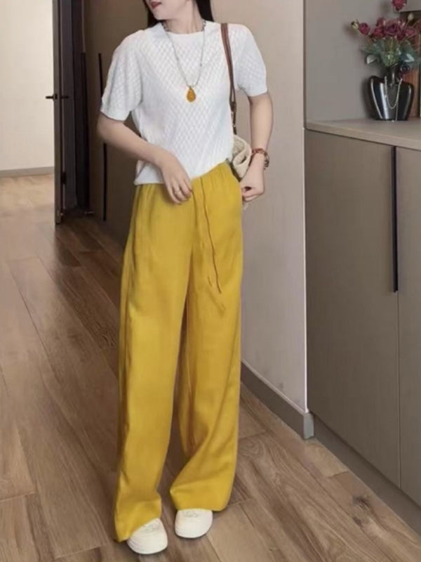 Böyük Ölçülü Qadınlar üçün Yay Düz Ayaqlı Gündəlik Şalvar 2026 Yeni Stil, Dəbli, Axıcı, Boş, Zərif, Əyri Qadınlar üçün Arıqladıcı Geniş Ayaqlı Şalvar