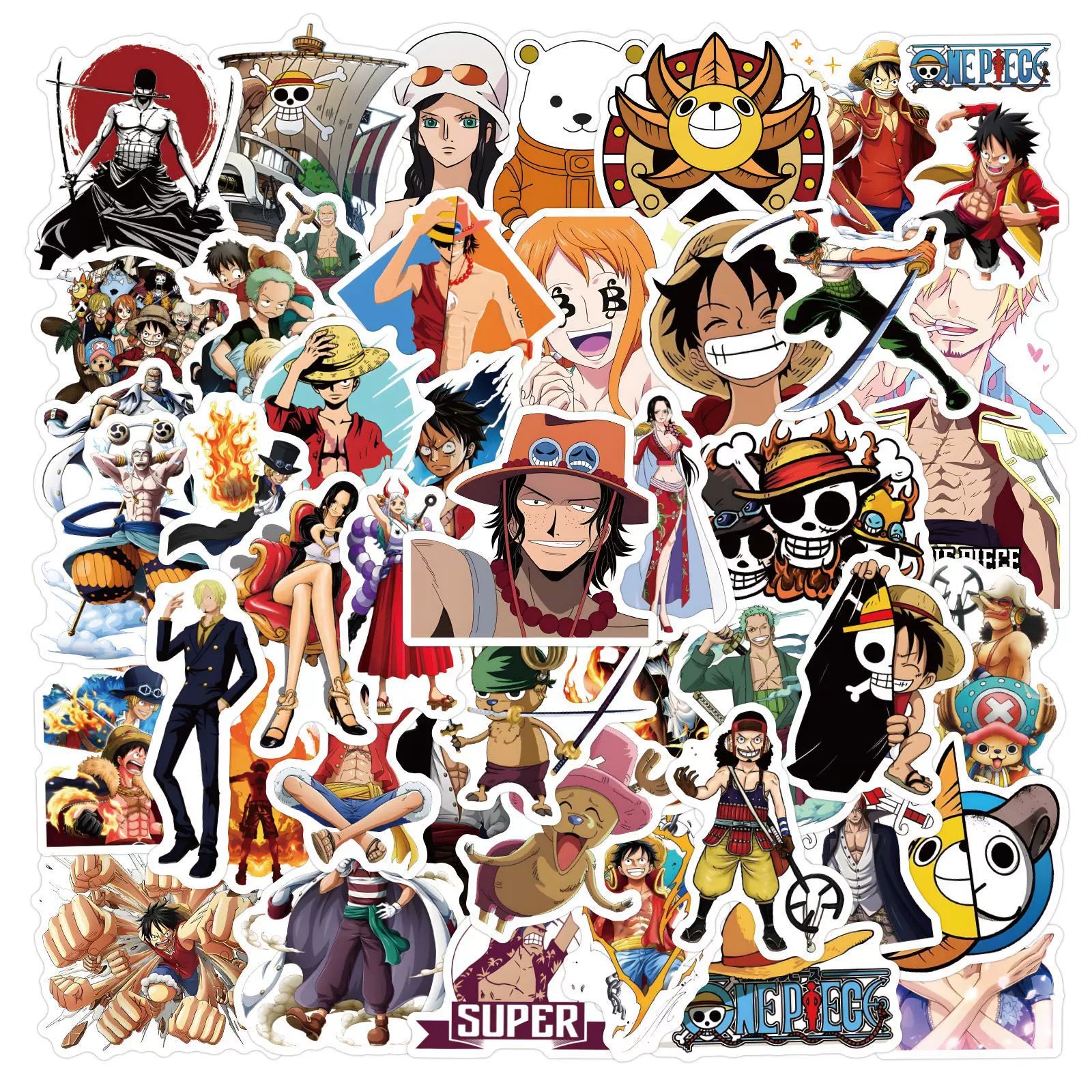 One Piece One Piece Luffy Zoro Ace Devil Fruit Sticker Noutbuk Mobil Telefon Skuter Sticker