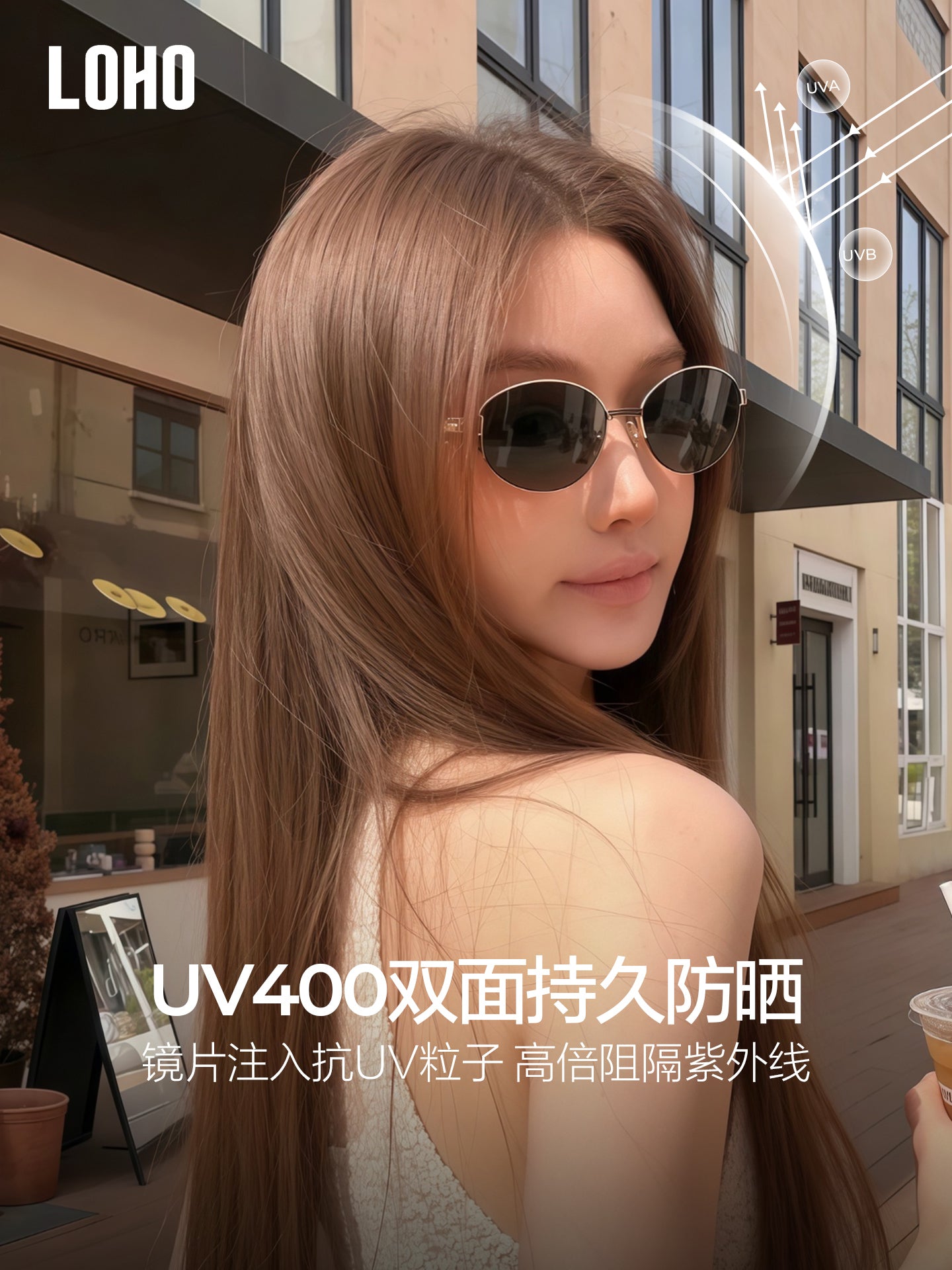 LOHO retro köhnə pul üslubunda günəş eynəyi 26 yeni üslubda üzünü göstərən kiçik anti-UV pişik gözü dəyirmi çərçivə qadın metalı