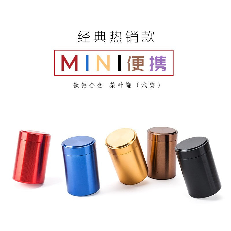 Titan ərintisi kiçik çay qutusu alüminium qutu metal çay qutusu mini portativ səyahət paslanmayan poladdan möhürlənmiş çay qabı qabı