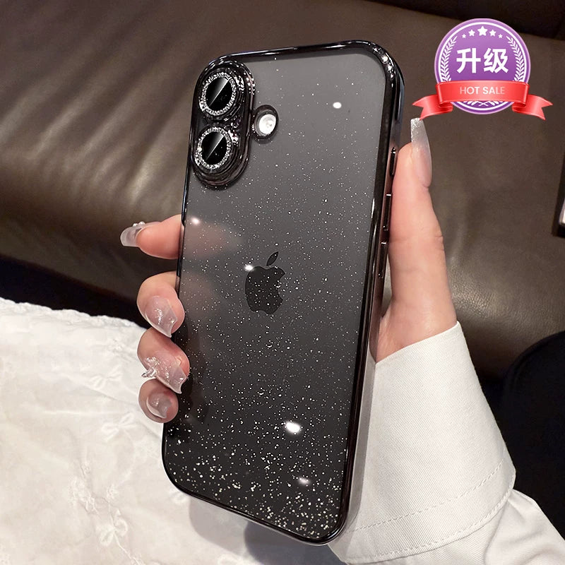 [Parlaq Galaxy] Boxin Apple 17 mobil telefon qutusu üçün uyğundur, yeni iphone16promax parıltılı AI düyməsi 15 super yanğından qoruyucu örtük 14 qadın şəffaf yüksək səviyyəli 13 lens filmi ilə 17 düşməyə qarşı