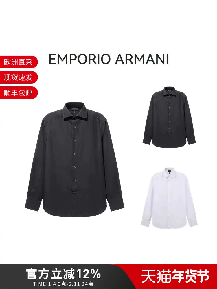 EA Armani New Kişi Pambıq Rəsmi İş Uzunqol Köynək 6D1C86 1K6CZ