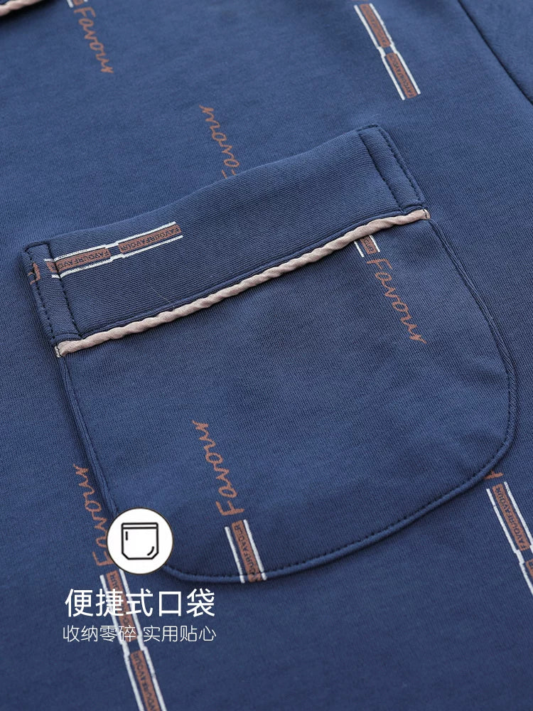 Langsha Kişilər üçün Təmiz Pambıq Pijama 2025 Yeni Yaz və Payız Nazik Uzunqollu Böyük Ölçülü Payız və Qış Kişilər üçün Ev Geyimləri Dəsti