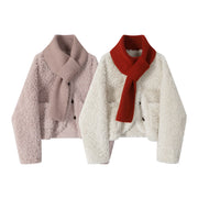 Cholisa qırxma paltosu, qadınlar üçün çox şirin qalın palto, payız və qış, dəbli, gənc və şık yun astarlı top