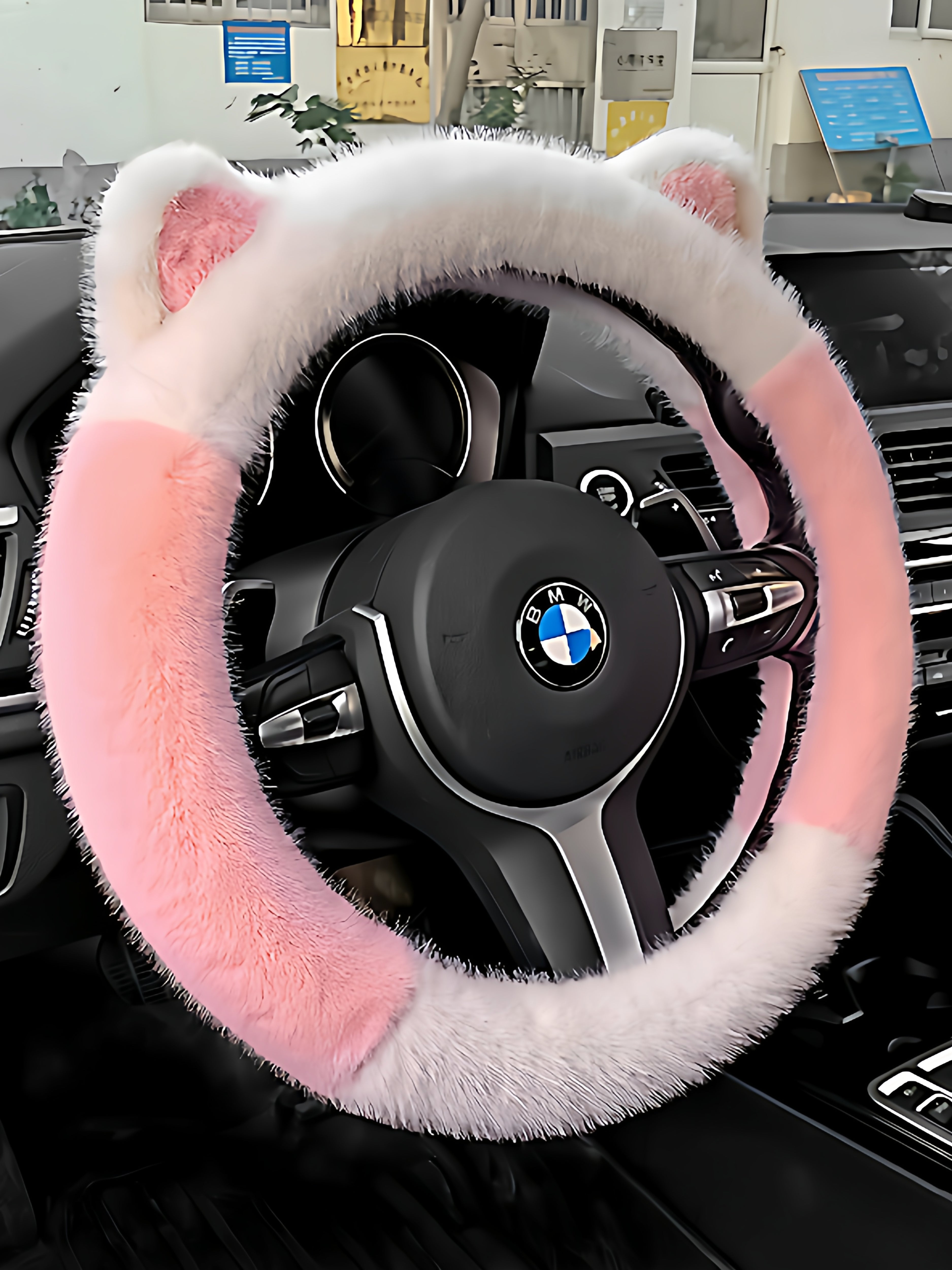 Luxury ear steering wheel cover, winter warmth and cold protection, popular online goddess car steering wheel cover, universal type.