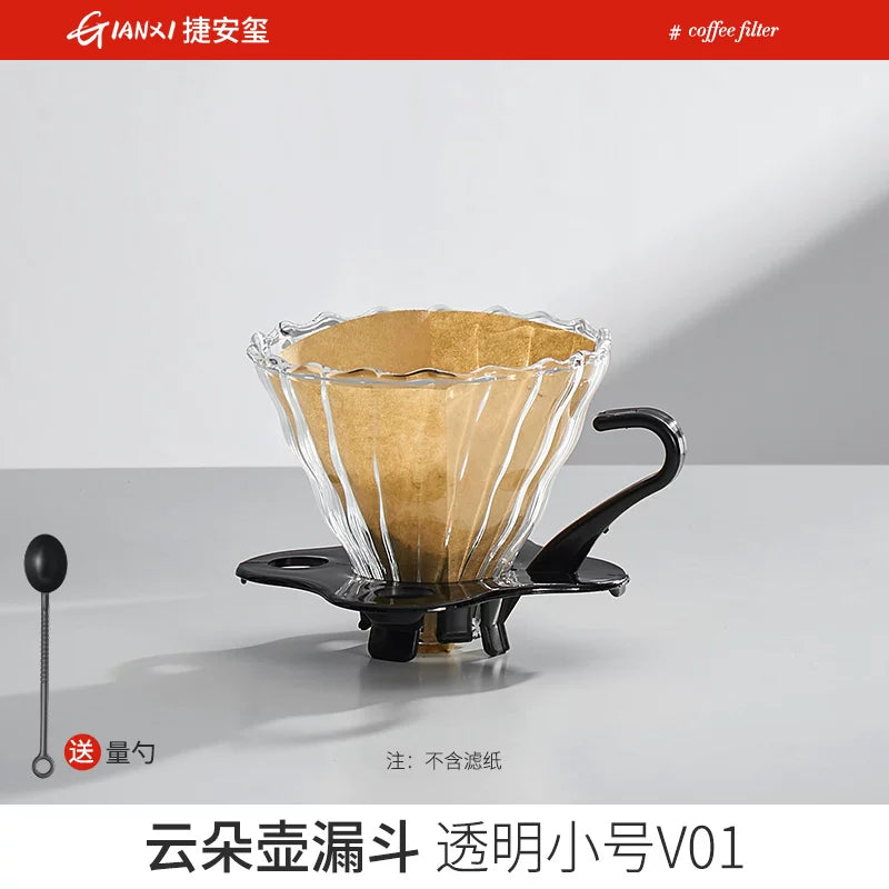 Əl ilə dəmlənmiş qəhvə filtr kağızı birdəfəlik ventilyator formalı V60 qəhvə tozu filtr kağızı damlayan Amerika qəhvə maşını konusvari filtr kağızı
