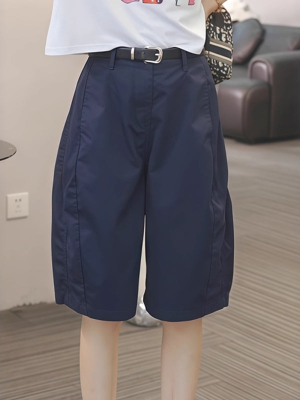 Qadınlar üçün 2026 Yay Nazik, Yüksək Belli, Boş, Arıqladıcı, Böyük Ölçülü Şortlar, Düz Rəngli, Tez Quruyan, Gündəlik Geniş Ayaqlı, Orta Uzunluqlu Şortlar