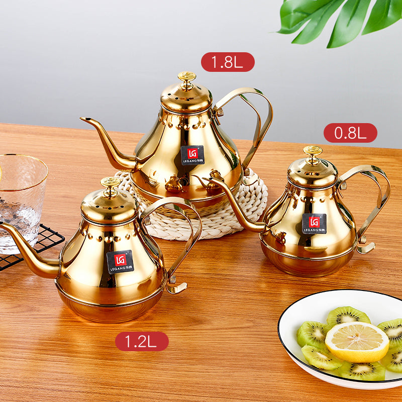 Qalınlaşmış paslanmayan polad çaydan çiçək çaydanı filtrli uzun ağız çaydanı restoran otel otel ticarət çaydanı