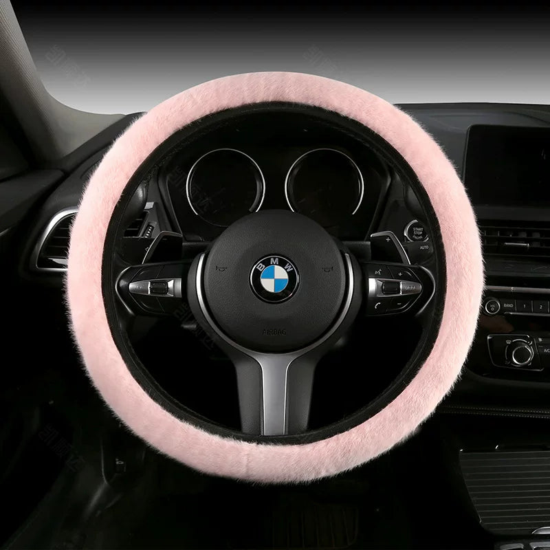 Luxury ear steering wheel cover, winter warmth and cold protection, popular online goddess car steering wheel cover, universal type.