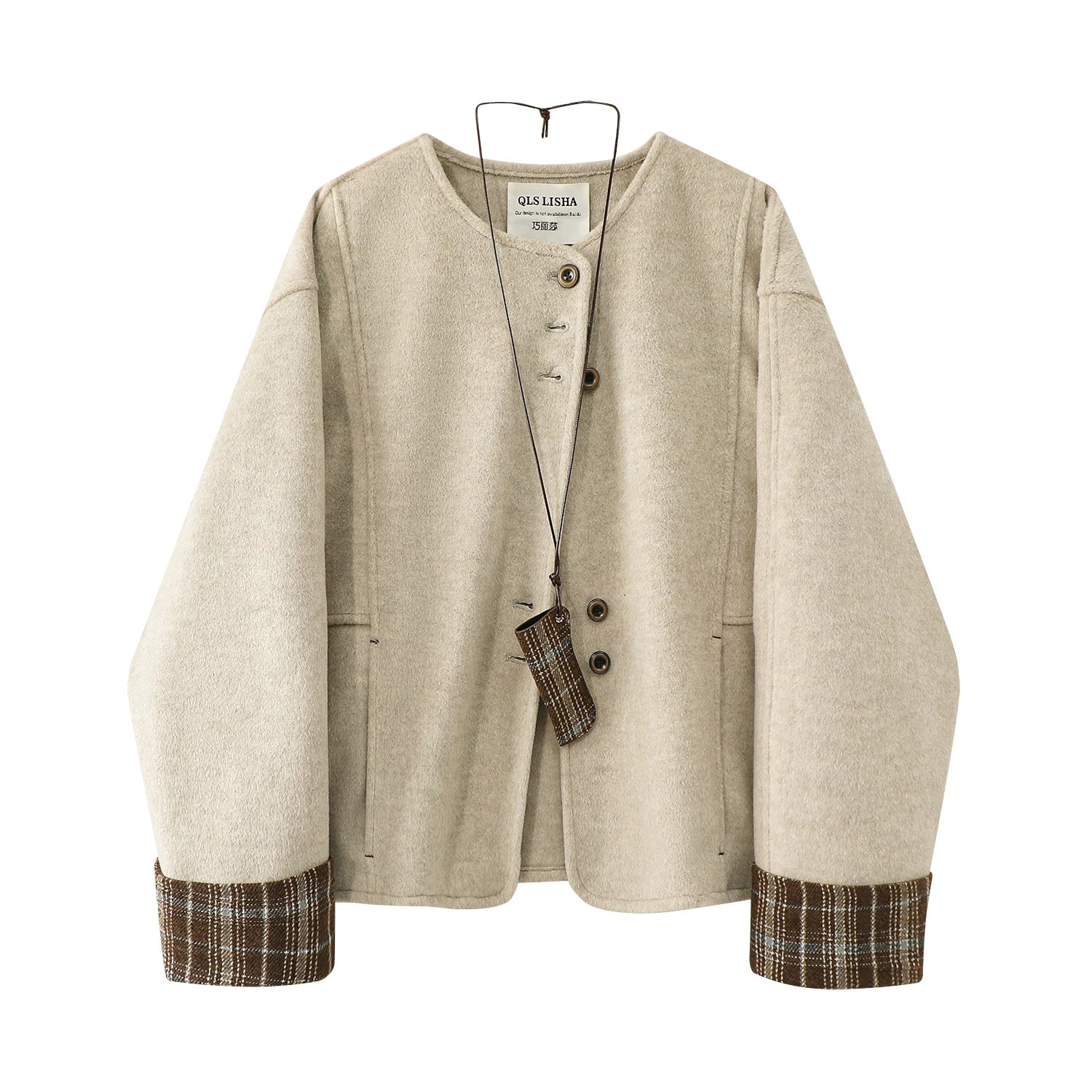 Chola Lisa qadınlar üçün zərif fransız üslublu yun palto, payız Koreya üslubunda, yüksək səviyyəli və gözəl qış qalın qısa yun palto