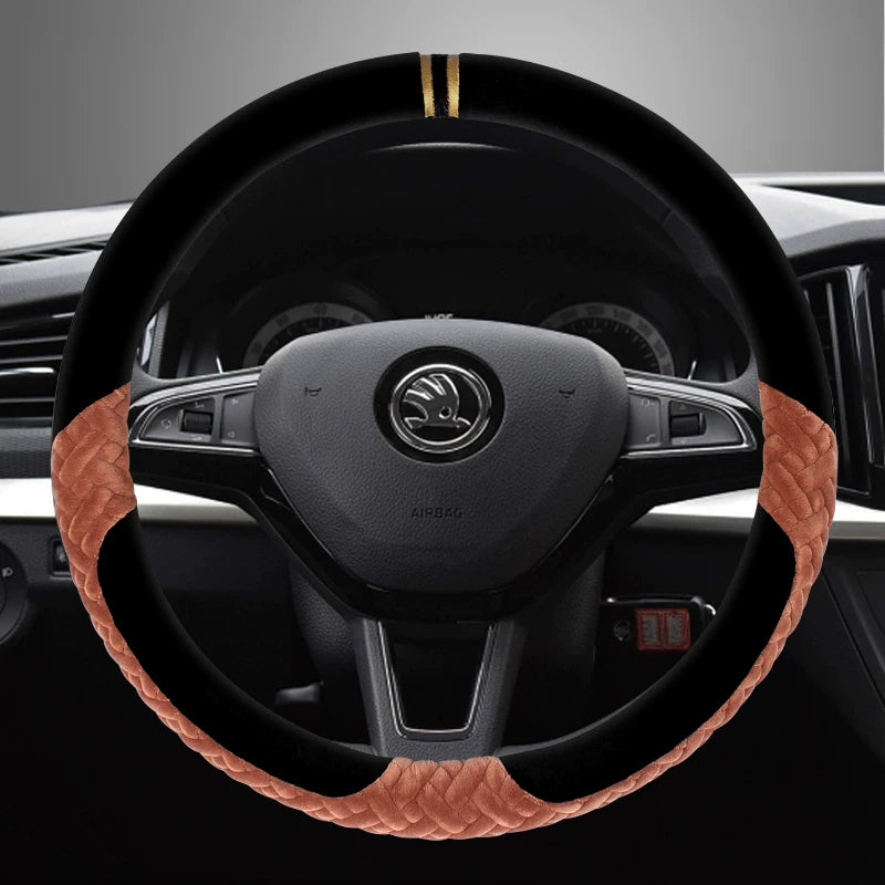 Skoda Octavia, Rapid, Fabia, Superb, Kodiaq, Yeti, Karoq Plush Steering Wheel Cover (Winter)