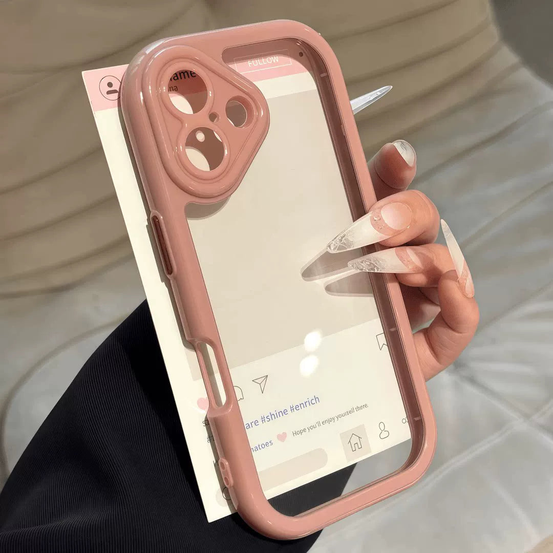 Dopamin iPhone17promax mobil telefon qutusu üçün uyğundur Apple 16pro kontrast rəngli yüksək səviyyəli qadın 15plus krem qutusu 14/13/12 şəffaf Xiaomi 17/15 sadə qırmızı düyü k70 düşməyə qarşı
