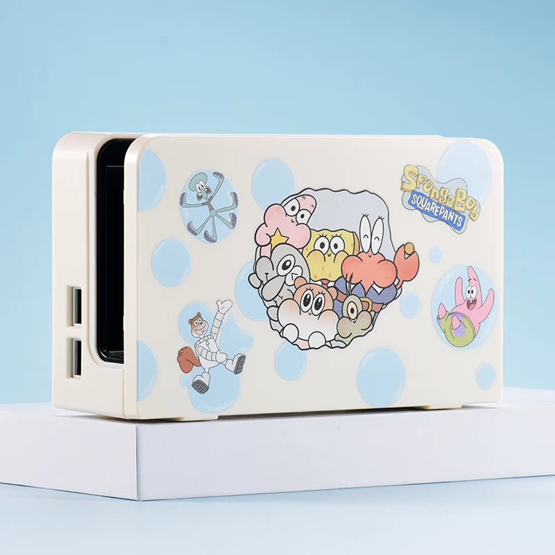 Nintendo açarı qoruyucu qutu sərt qabıqlı oled qoruyucu qutu ayrılmış tutacaq silikon bir parça yumşaq qabıq spongebob sevimli cizgi filmi hər şey daxil NS aksesuarları təşkilatın qoruyucu saxlama çantası qoruyucu qutu