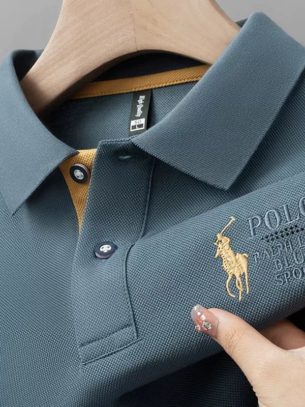 Yay yeni kişi qısaqol köynəyi yüksək səviyyəli naxışlı yaxa POLO köynək biznes böyük ölçülü çox yönlü təmiz pambıq yarımqol kişilər