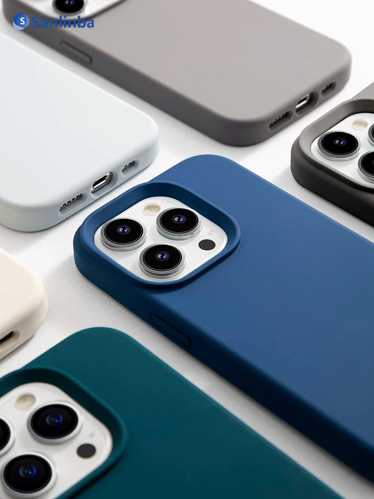 Sanlinba'nın yeni maye silikon maqnit telefon qutusu Apple iPhone17ProMax/16Pro/15/14/MagSafe mobil telefon qutusu, qabaqcıl sadə cütlük yıxılmağa qarşı qoruyucu qutu üçün uyğundur.