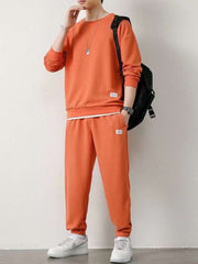 Endirimli Endirim: Kişilər üçün Gündəlik İdman Kostyumu, Böyük Ölçülü, Vafli Örgülü, Yun Astarlı, Payız və Qış üçün Qalın Sviter və Şalvar