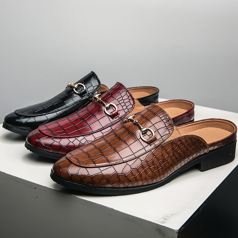 Futo-head Yarım Başmaq Kişi Ayaqqabı Timsah Pattern Qeyri-sl