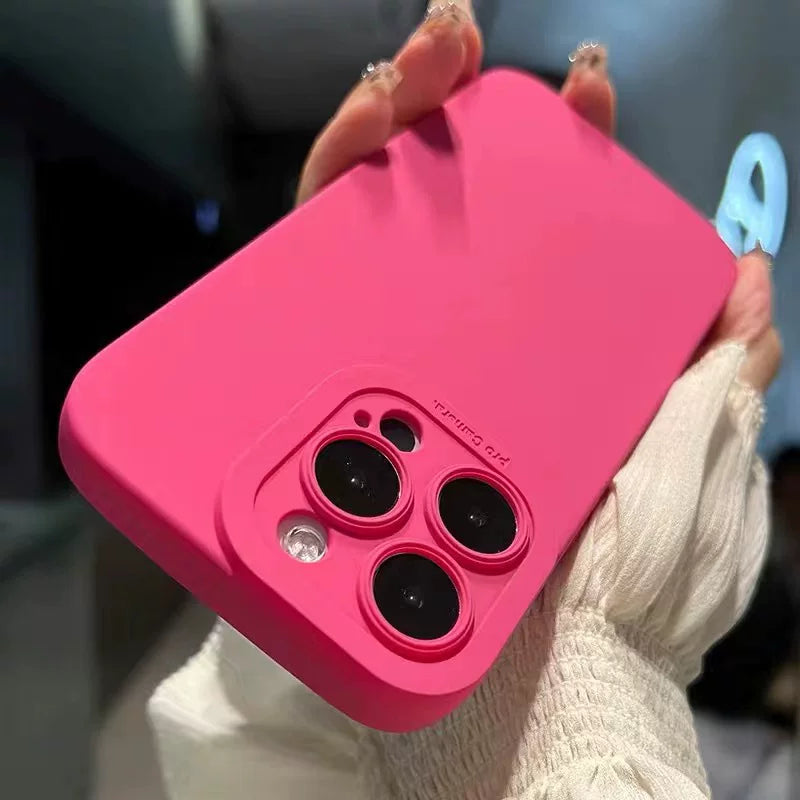 Tünd bənövşəyi iPhone17Pro cib telefonu üçün uyğundur 15promax maye silikon 13 Apple 15pro14/12/xs lens hər şey daxil 11 düşməyə qarşı mini yumşaq kişi xr qadın se2 qoruyucu örtük 8