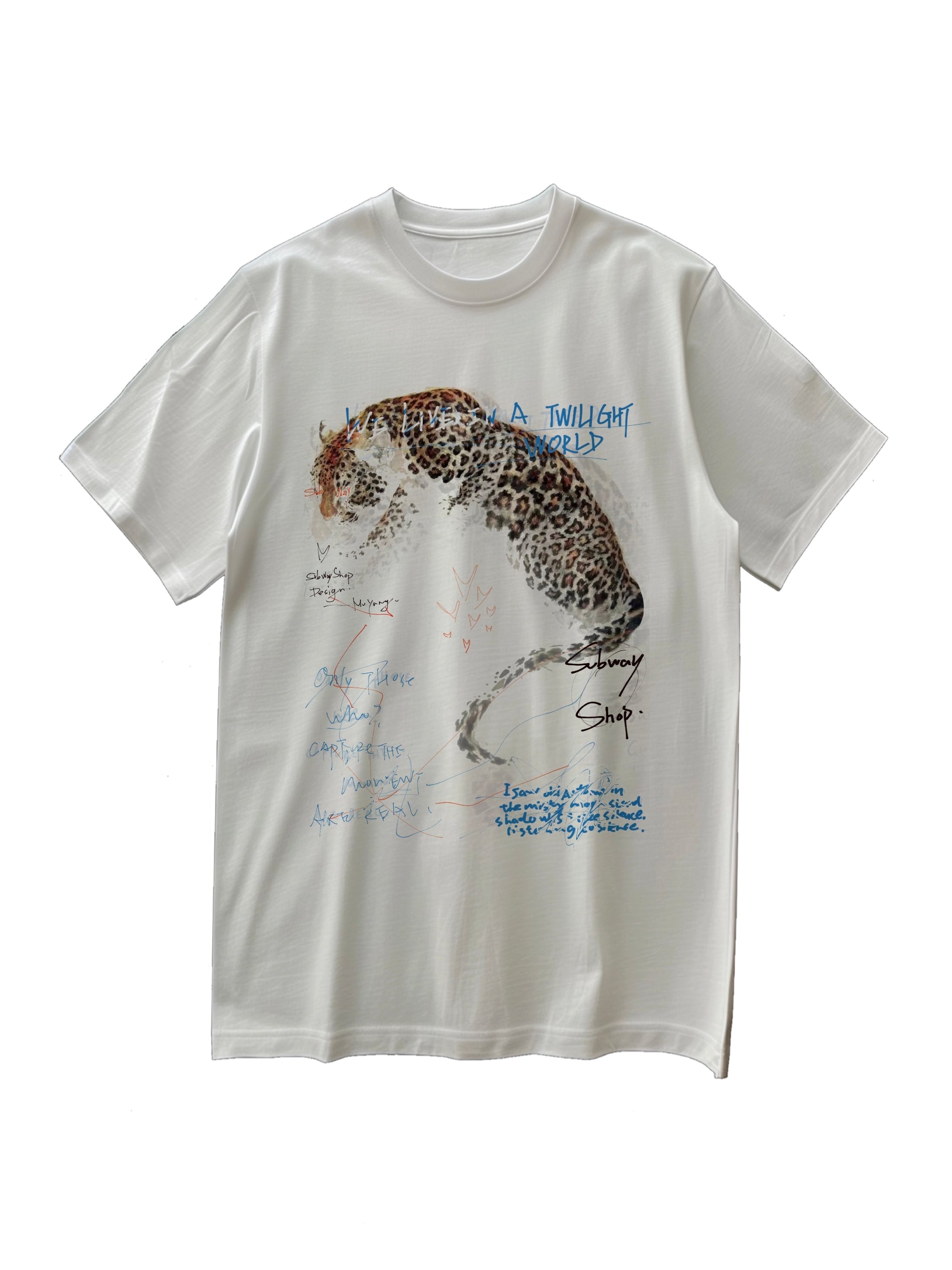 SUBWAYSHOP Orijinal Bəbir naxışlı futbolka, gündəlik və çoxfunksiyalı, boş yaxalı, uniseks