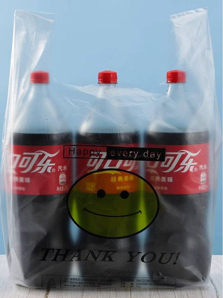 Qalınlaşmış gülməli üzlü plastik torba qida dərəcəli birdəfəlik rahatlıq çantası supermarket alış-veriş çantası paket paketi