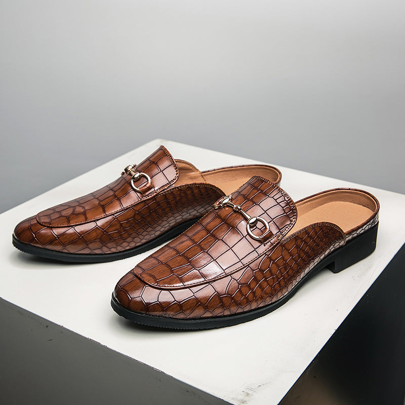 Futo-head Yarım Başmaq Kişi Ayaqqabı Timsah Pattern Qeyri-sl