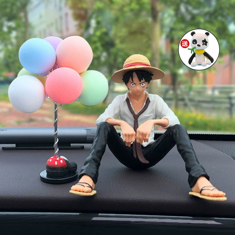 Anime One Piece Avtomobil Dekorasiyası Gülən Üz Lüffi Zoro Əl işi İnternet Məşhur Avtomobilin Mərkəzi Konsolu Daxili Dekorasiya Kuklası