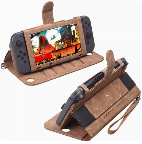 Nintendo keçid kartı qoruyucu qutu ns çoxfunksiyalı aksesuar saxlama çantası flip dəri qutusu orijinal dəri OLED qutu qutusu
