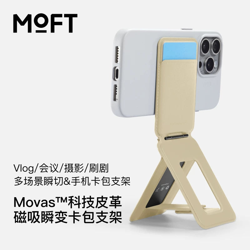 MOFT iPhone 17/Plus/Pro/Pro Max ilə uyğundur, canlı yayım, selfi, maqnit telefon tutacağı, Apple 16/15 düymlük ekran, çoxfunksiyalı 13 düymlük üçbucaqlı kart tutacağı, qatlanan simsiz şarj, MagSafe üçün uyğundur.