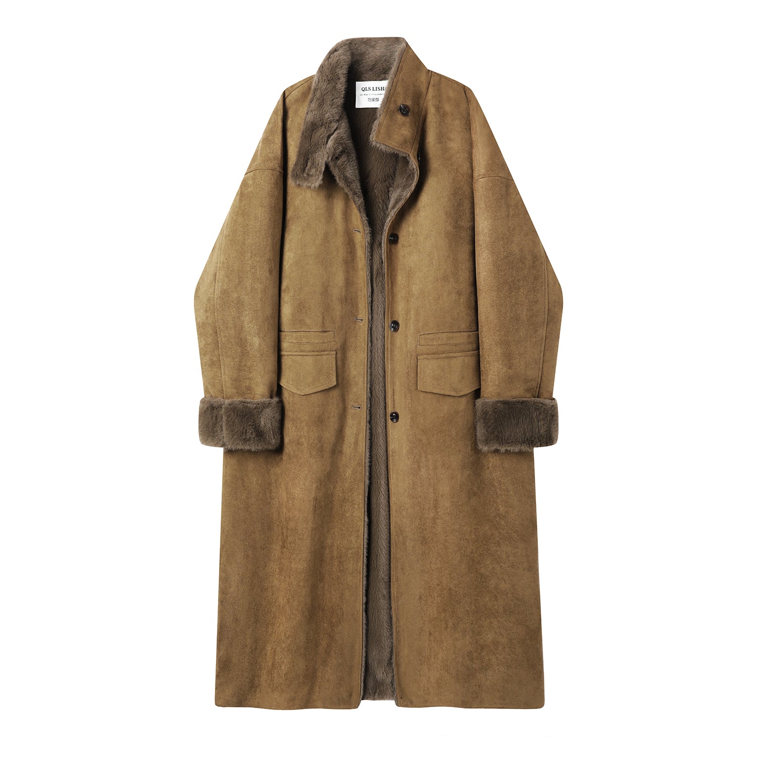 Cholisa Orta Uzunluqlu Geri Dönən Quzu Yunlu Palto, 2026 Yeni Model, Dəbli Qadın Geyimləri, İsti və Xəz Astarlı