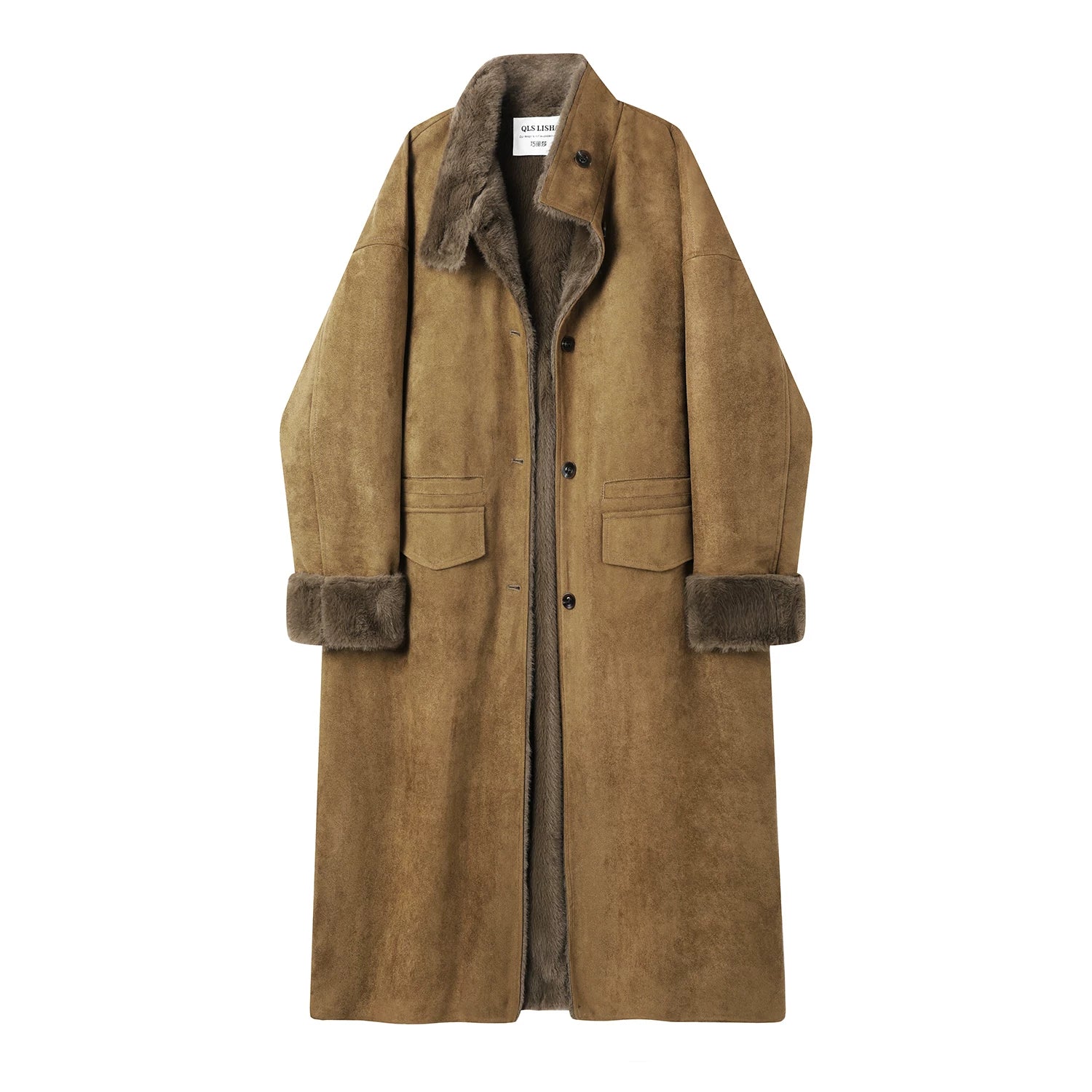 Cholisa Orta Uzunluqlu Geri Dönən Quzu Yunlu Palto, 2026 Yeni Model, Dəbli Qadın Geyimləri, İsti və Xəz Astarlı