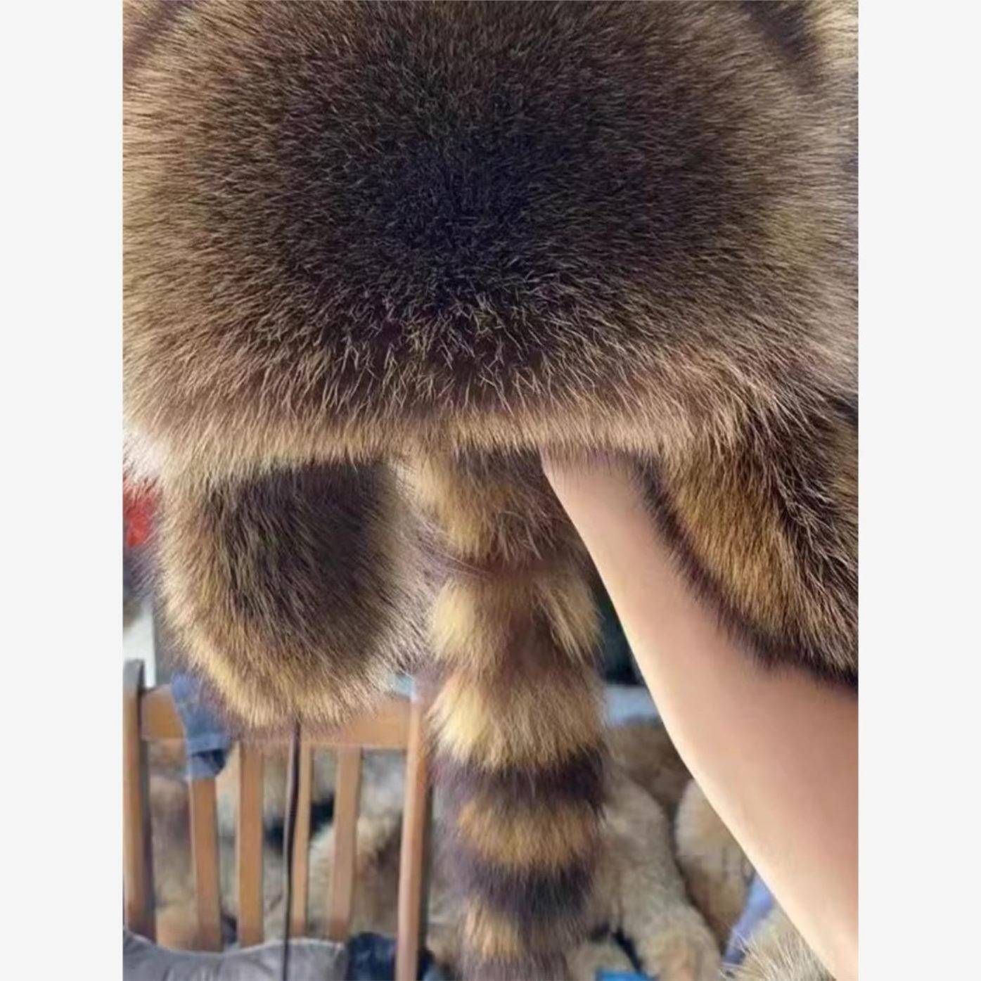 Yenotun qulaqcıqlı papaq, Amerika yenotu xəz papağı, quyruqlu Lei Feng stilində papaq, oğlanlar, qızlar və uşaqlar üçün qış üçün isti papaq, xəz papaq.