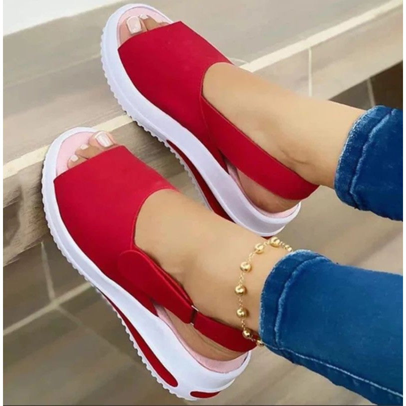 Yay Qadın Ayaqqabıları Platformalı Sandaletlər Streç Parça Moda